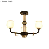 Black Glass Semi Flush Ceiling Light Fixture - Jar Shaped Traditional Design (3/6 Lights) For