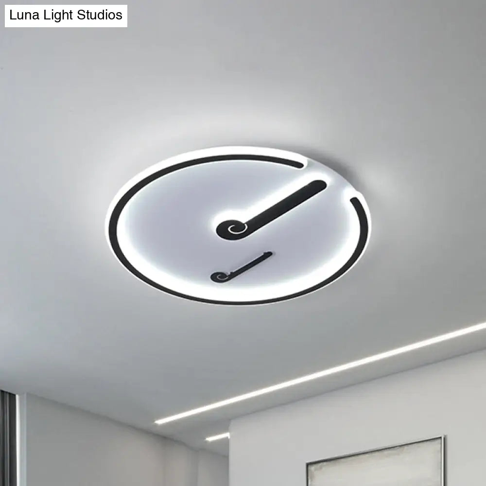 Black/Gold Led Acrylic Shade Ceiling Light For Bedroom - Flushmount Circle Fixture With Warm/White