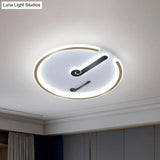 Black/Gold Led Acrylic Shade Ceiling Light For Bedroom - Flushmount Circle Fixture With Warm/White