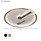Black/Gold Led Acrylic Shade Ceiling Light For Bedroom - Flushmount Circle Fixture With Warm/White