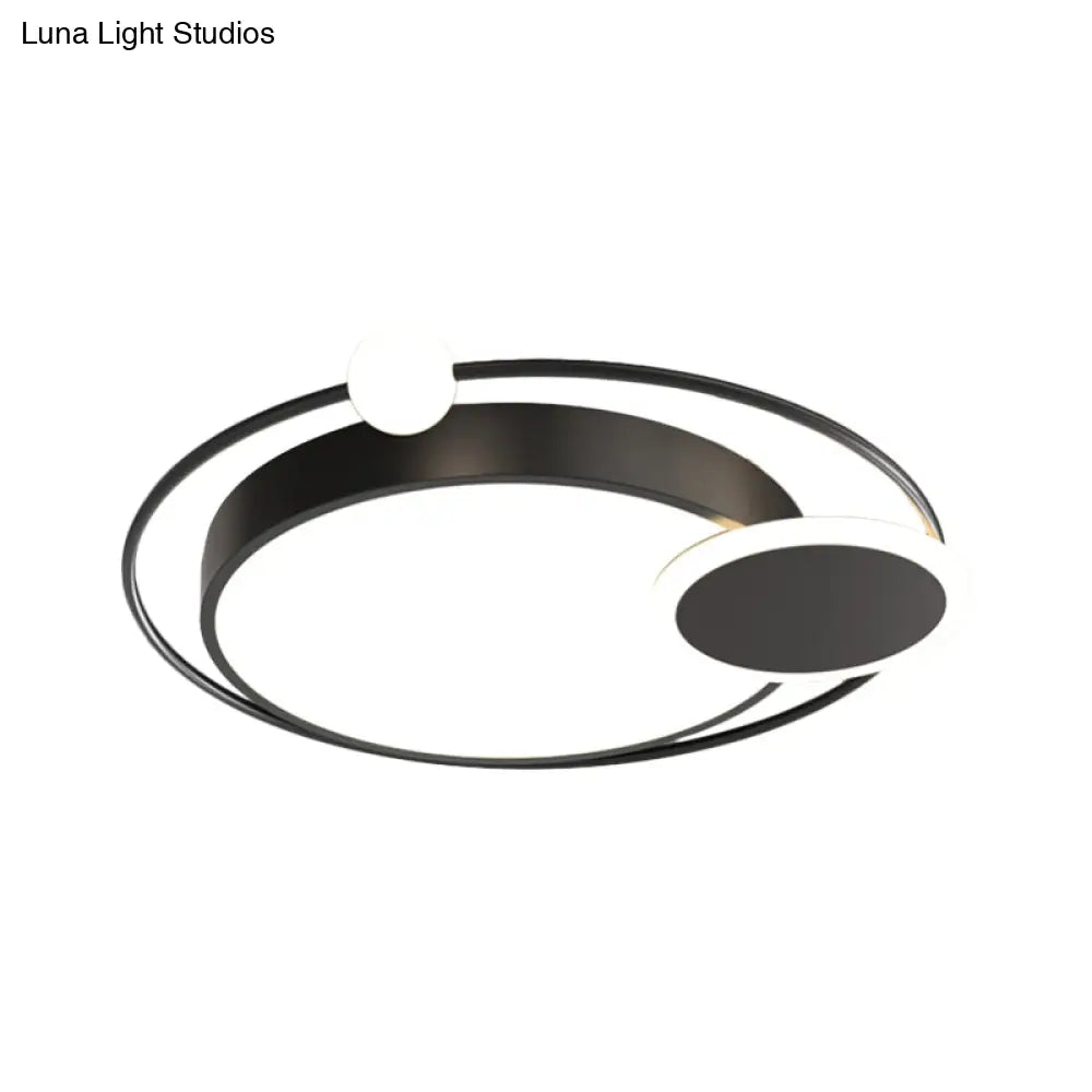 Black/Gold Led Ceiling Light Fixture For Bedroom In Warm/White - Round Flush Mount Acrylic