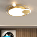 Black/Gold Led Ceiling Light Fixture For Bedroom In Warm/White - Round Flush Mount Acrylic