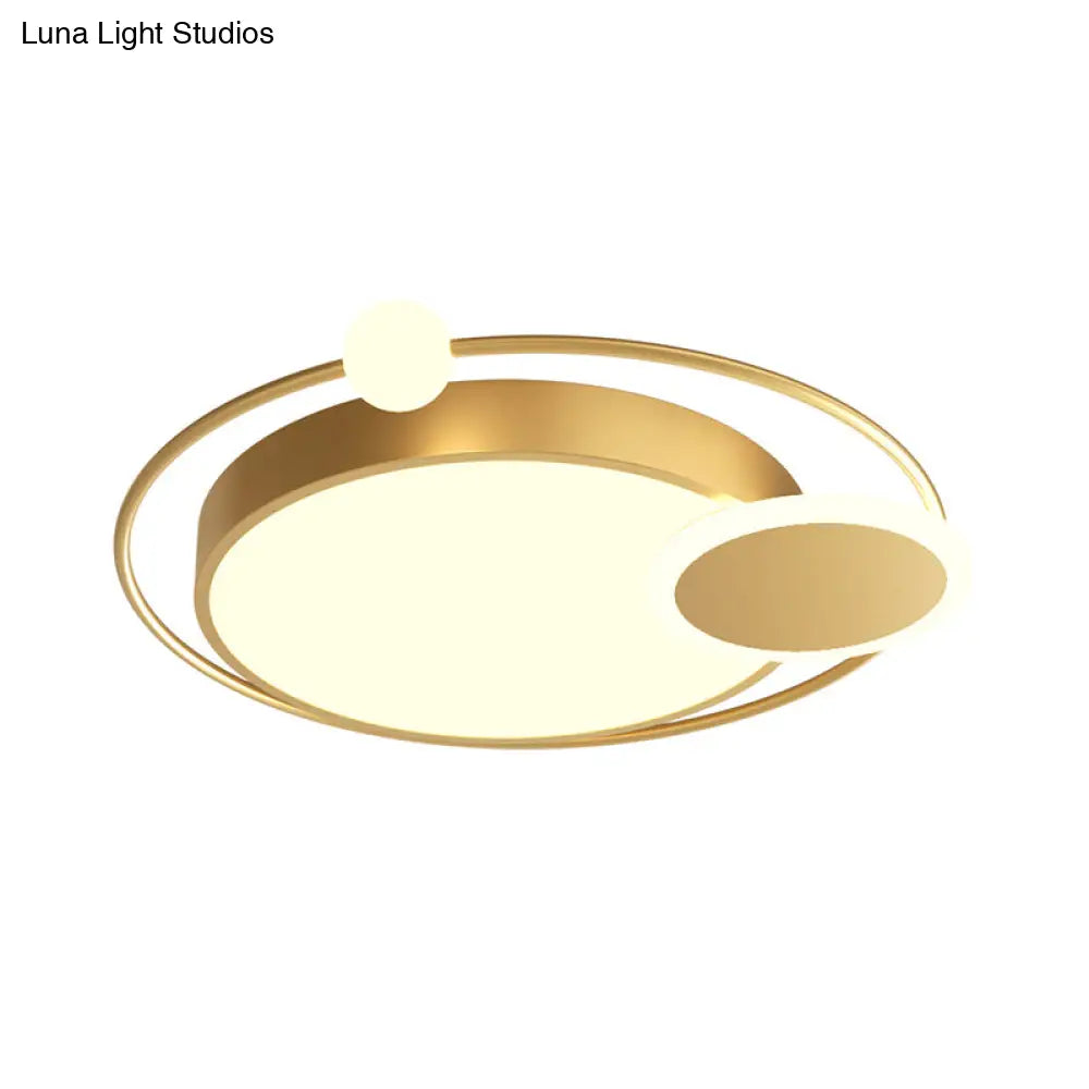 Black/Gold Led Ceiling Light Fixture For Bedroom In Warm/White - Round Flush Mount Acrylic