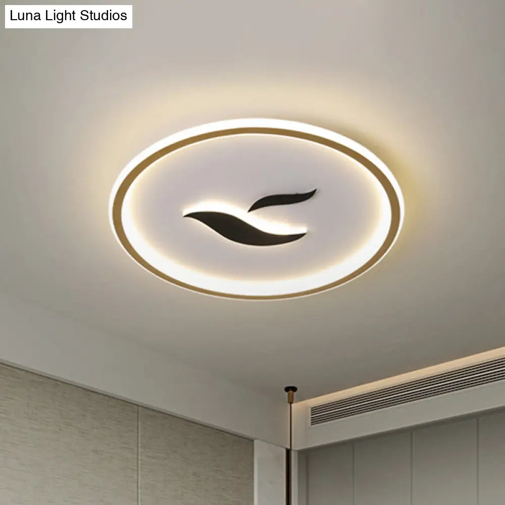 Black/Gold Led Flush Lamp With White/Warm Light And Minimalist Design For Bedroom