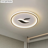 Black/Gold Led Flush Lamp With White/Warm Light And Minimalist Design For Bedroom