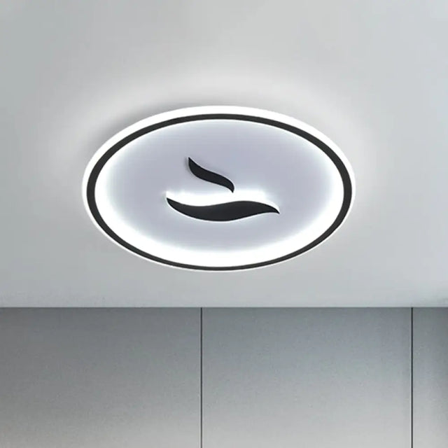 Black/Gold Led Flush Lamp With White/Warm Light And Minimalist Design For Bedroom