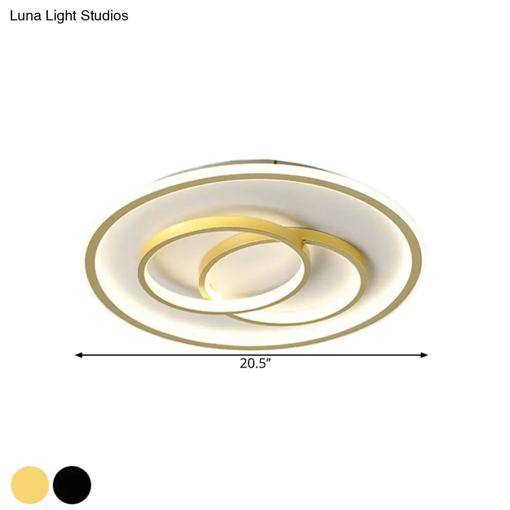 Black/Gold Metallic Crossed Ring Led Ceiling Light - Warm/White 16.5’/20.5’ W