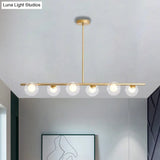 Black/Gold Metallic Hanging Chandelier - Clear Glass Ball Island Light For Dining Table With 6