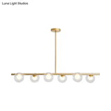 Black/Gold Metallic Hanging Chandelier - Clear Glass Ball Island Light For Dining Table With 6