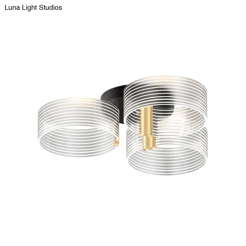 Black - Gold Round Semi Flush Ceiling Mount Light Fixture - Simple And Elegant With 2/3/5 Lights