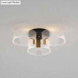 Black - Gold Round Semi Flush Ceiling Mount Light Fixture - Simple And Elegant With 2/3/5 Lights