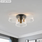 Black - Gold Round Semi Flush Ceiling Mount Light Fixture - Simple And Elegant With 2/3/5 Lights