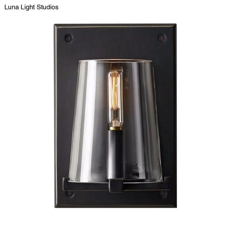 Black/Gold Sconce Lamp With Clear Glass Shade - Ideal For Living Room Wall Lighting