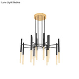 Black & Gold Slim Tube Flushmount Ceiling Light - 12 - Head Led Aluminum Semi Flush With Minimalist