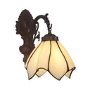Black Hand Cut Glass Floral Wall Lighting: Mediterranean Style 1-Bulb Mounted Lamp White / Down