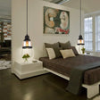 Black Industrial Cylinder Pendant Lighting - Clear Glass Hanging Light For Living Room