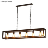 Black Industrial Rectangular Island Pendant Metallic Ceiling Light Fixture