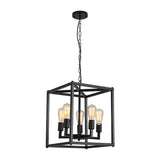Black Industrial Retro Metal Diner Pendant Chandelier - Square Cage Hanging Lamp 5 /