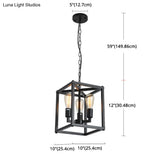 Black Industrial Retro Metal Diner Pendant Chandelier - Square Cage Hanging Lamp