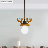 Black Iron Macaroon Antler Ceiling Pendant Light Fixture - 1 Bulb Suspended With Or Without Shade