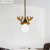 Black Iron Macaroon Antler Ceiling Pendant Light Fixture - 1 Bulb Suspended With Or Without Shade