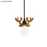Black Iron Macaroon Antler Ceiling Pendant Light Fixture - 1 Bulb Suspended With Or Without Shade