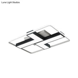 Black L Shaped Led Ceiling Mount Light Fixture For Study Room In Warm/White 19’/24.5’/31.5’ W