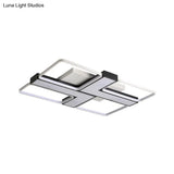Black L Shaped Led Ceiling Mount Light Fixture For Study Room In Warm/White 19’/24.5’/31.5’ W