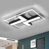 Black L Shaped Led Ceiling Mount Light Fixture For Study Room In Warm/White 19’/24.5’/31.5’ W