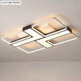 Black L Shaped Led Ceiling Mount Light Fixture For Study Room In Warm/White 19’/24.5’/31.5’ W