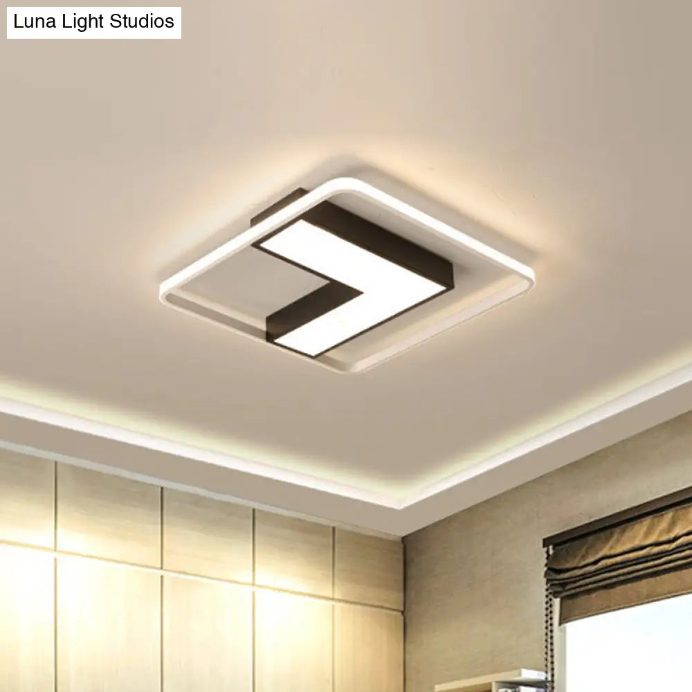 Black L Shaped Led Ceiling Mount Light Fixture For Study Room In Warm/White 19’/24.5’/31.5’ W