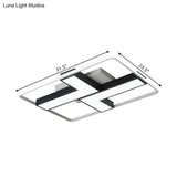 Black L Shaped Led Ceiling Mount Light Fixture For Study Room In Warm/White 19’/24.5’/31.5’ W