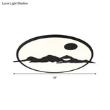 Black Led Ceiling Lamp: Creative Sun Mountain Acrylic Flush Light For Living Room & Office