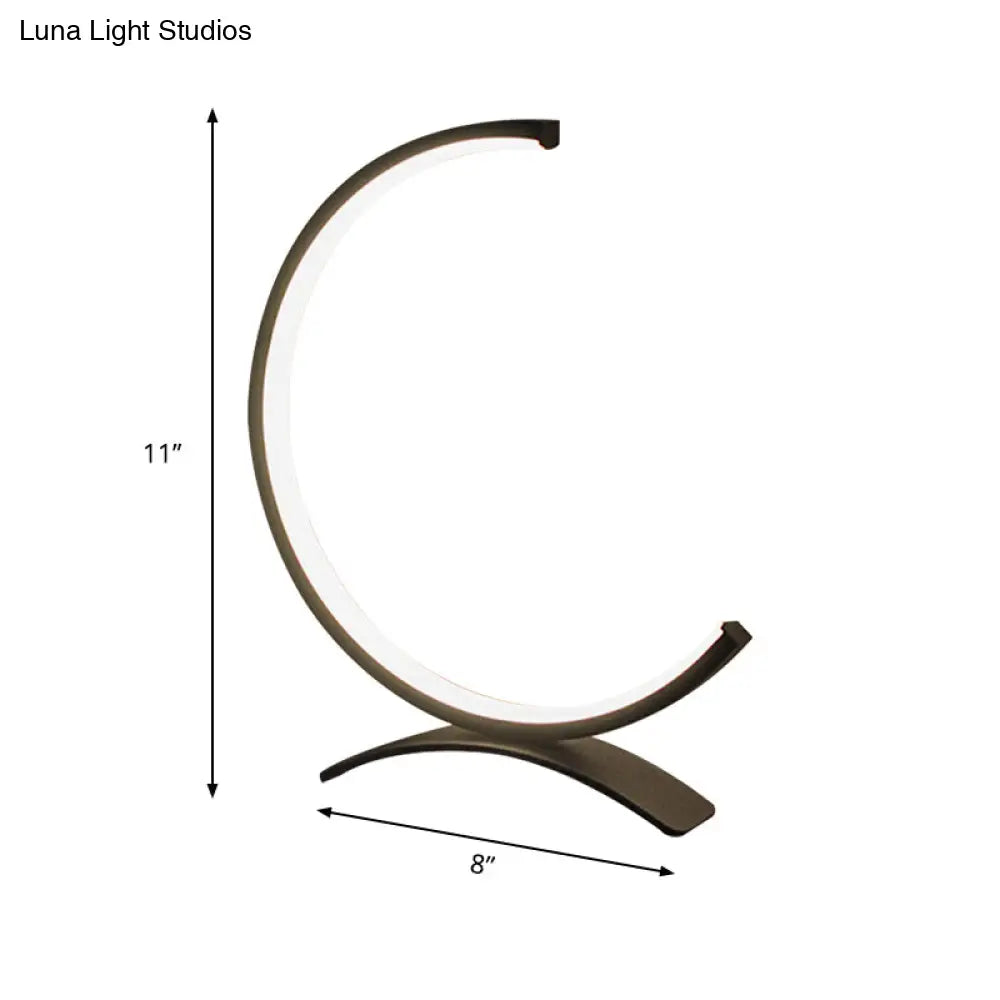 Black Led Desk Lamp With Acrylic Shade: Contemporary Small Book Light