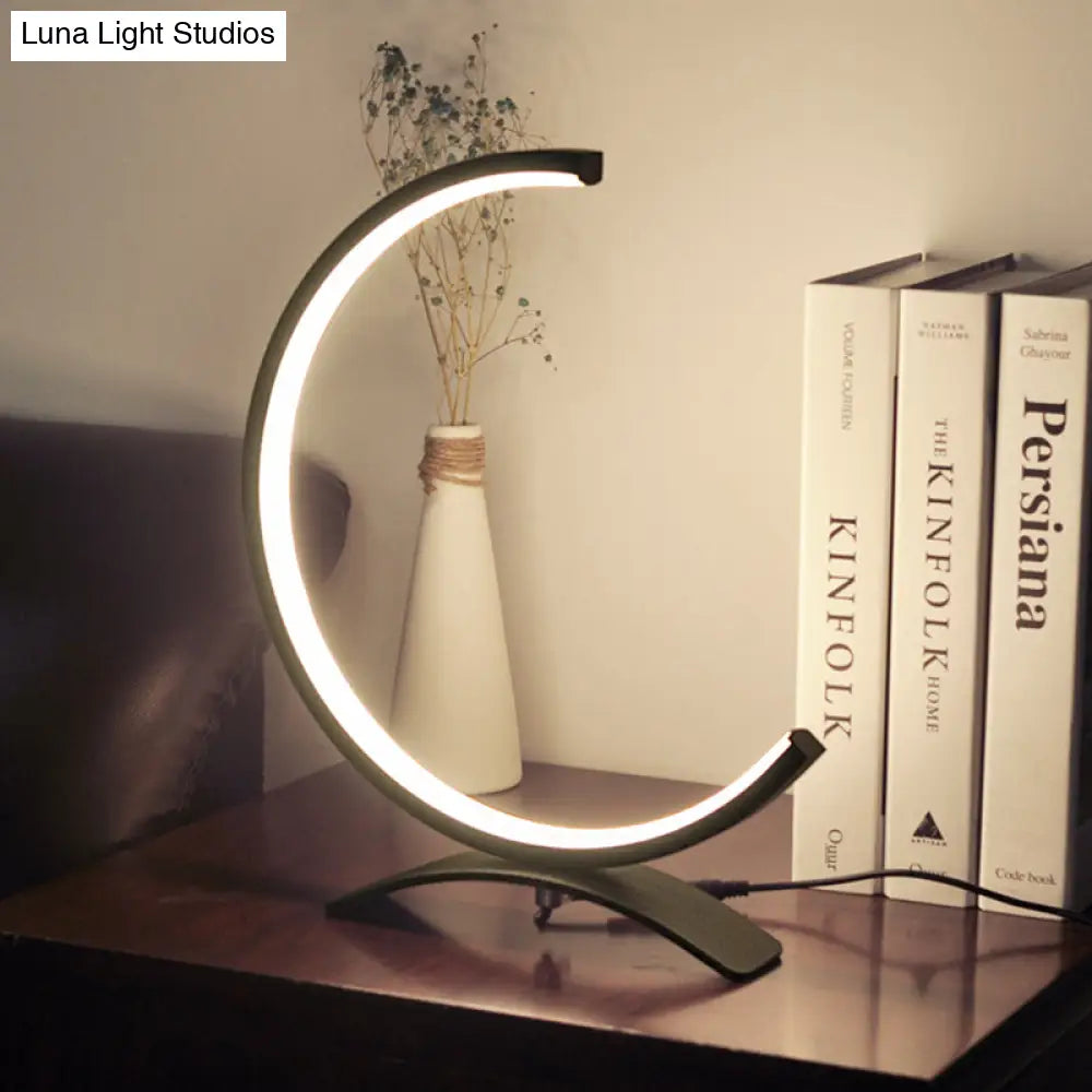 Black Led Desk Lamp With Acrylic Shade: Contemporary Small Book Light