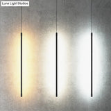 Black Led Stick Pendant: Bedroom Linear Suspension Lighting With Minimalist Metal Design
