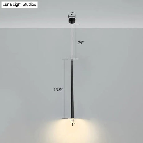 Black Metal Bedside Pendant Light: Simplicity Tube Led Suspension Lamp