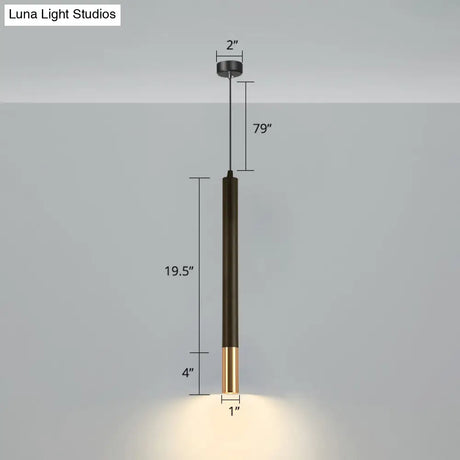 Black Metal Bedside Pendant Light: Simplicity Tube Led Suspension Lamp