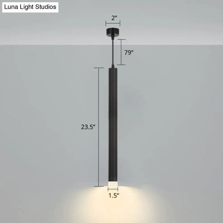 Black Metal Bedside Pendant Light: Simplicity Tube Led Suspension Lamp