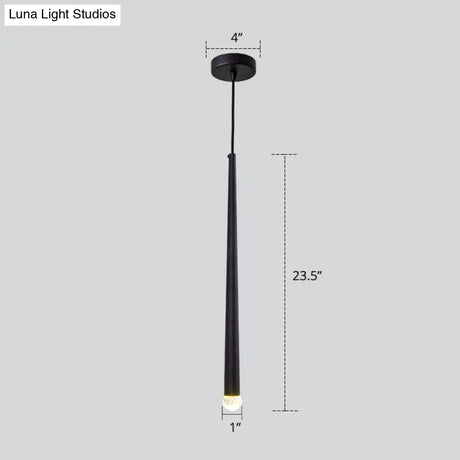 Black Metal Bedside Pendant Light: Simplicity Tube Led Suspension Lamp
