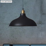 Black Metal Ceiling Pendant - Loft Style Dining Table Light Fixture With Domed Shade And 1