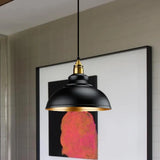 Loft Style Metal Pendant Light - Domed Ceiling Lamp In Black (11.5/14/16 Dia) 1 Head Over Table