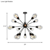 Black Metal Farmhouse Style Pendant Light With Cage Shade