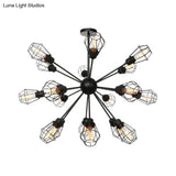 Black Metal Farmhouse Style Pendant Light With Cage Shade