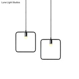 Black Metal Industrial Pendant Light With Frame Shade For Dining Room - 1 Head Ceiling Lighting