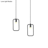 Black Metal Industrial Pendant Light With Frame Shade For Dining Room - 1 Head Ceiling Lighting