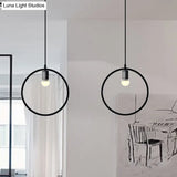 Black Metal Industrial Pendant Light With Frame Shade For Dining Room - 1 Head Ceiling Lighting