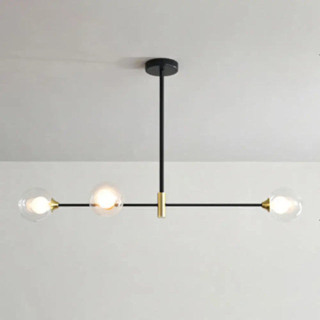 Black Metal Island Pendant Lighting With Modern Minimalist Design For Dining Table 3 / Clear
