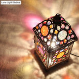 Black Metal Lantern Nightstand Light For Cozy Living Room Ambience