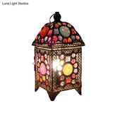 Black Metal Lantern Nightstand Light For Cozy Living Room Ambience